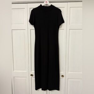 Vintage Plaza South Wool Blend MIDI Dress Black Small Office Career Old Money